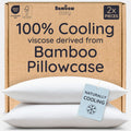 100% viscose derived from bamboo pillow case Queen size – set of 2 Queen cooling pillow cases for hot sleepers with envelope closure, anti acne pillow case, breathable & super soft (White)