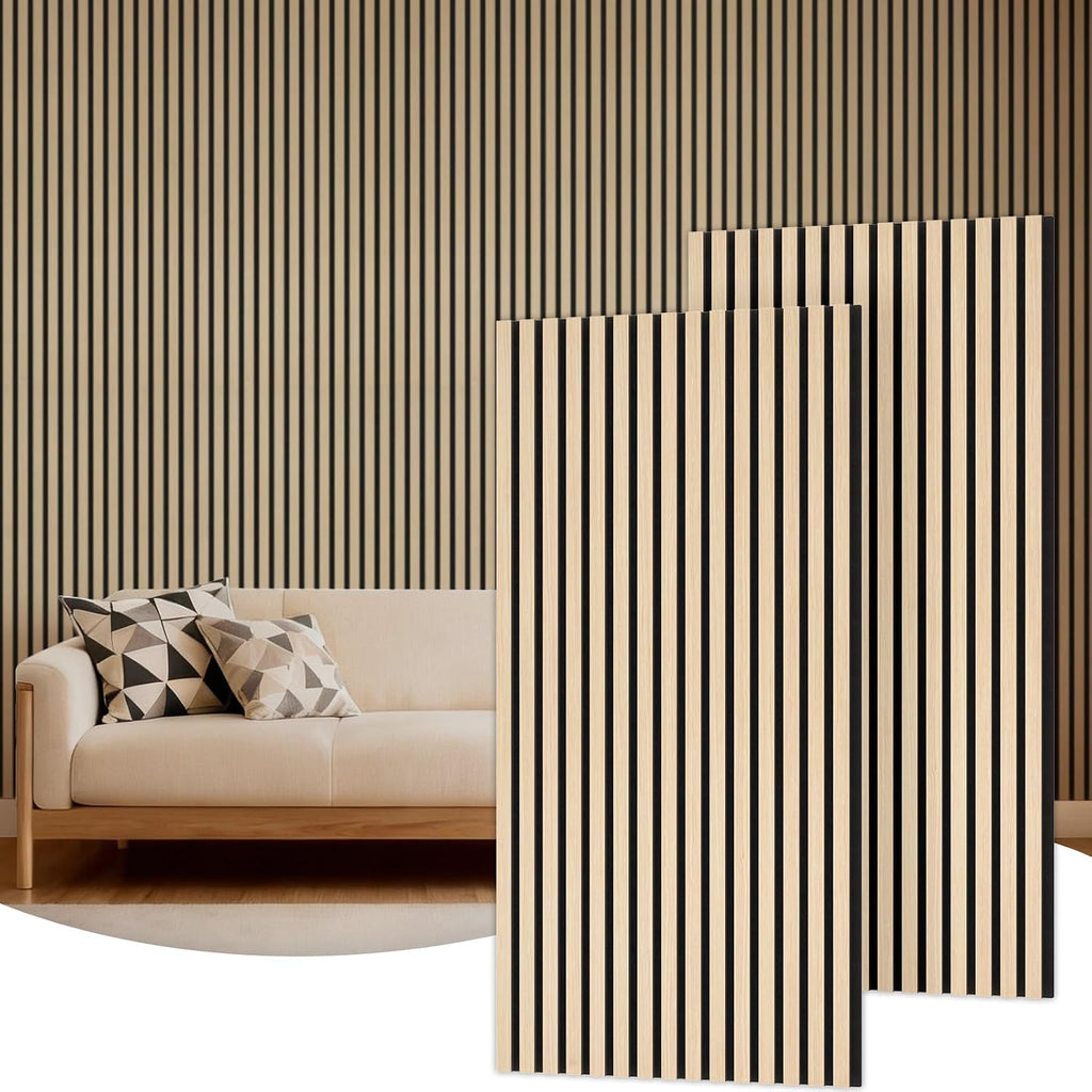 Wood Wall Panels for Interior Wall Decor-2 Pack 47.2" x 23.6" | Wood Slat Acoustic Panels for-15.5ft² Noise Cancelling and Wall Décor Living Room, Bedroom, Home Decor, Office, Oak