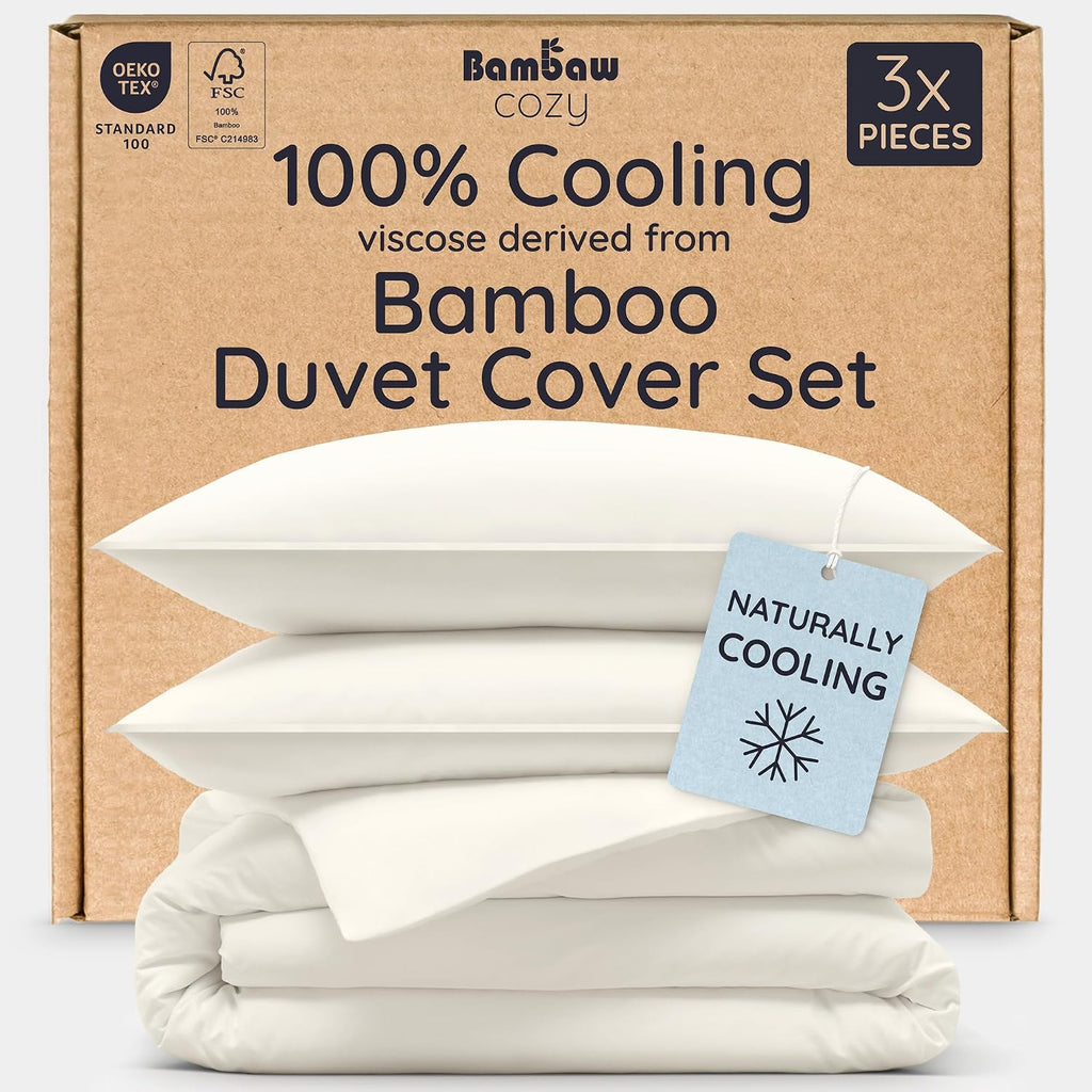 100% Viscose Derived from Bamboo Duvet Cover King Size – 3 Piece Cooling Duvet Cover Set, Super Soft & Breathable, Luxury Bedding, No Comforter (Olive) - view 5