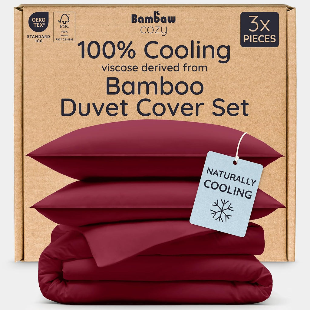 100% Viscose Derived from Bamboo Duvet Cover King Size – 3 Piece Cooling Duvet Cover Set, Super Soft & Breathable, Luxury Bedding, No Comforter (Olive) - view 8