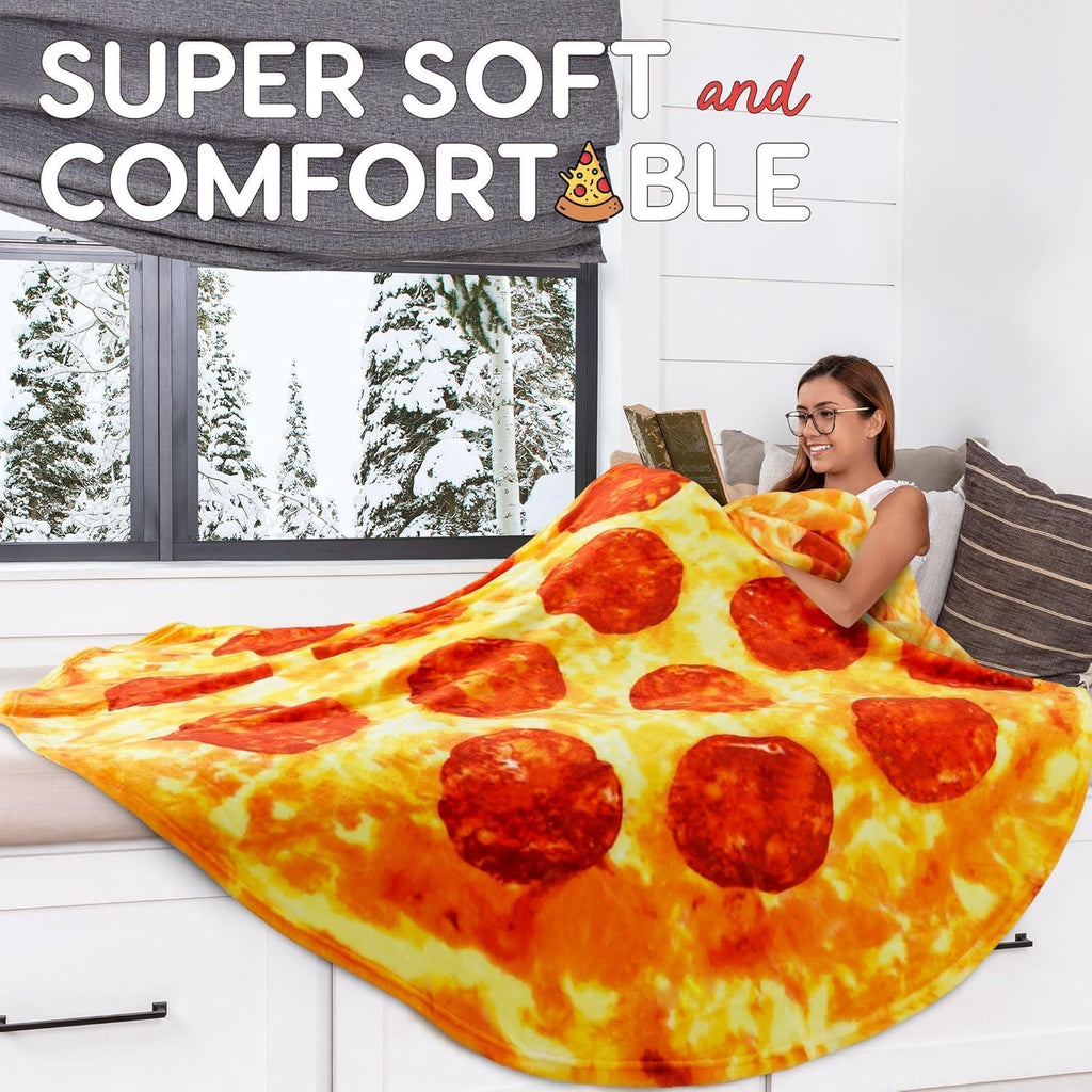 Pepperoni pizza blanket - novelty throw adult and kids - premium soft flannel round pepperoni cover for indoors, outdoors, travel, home 285 GSM - 71 inches - view 4