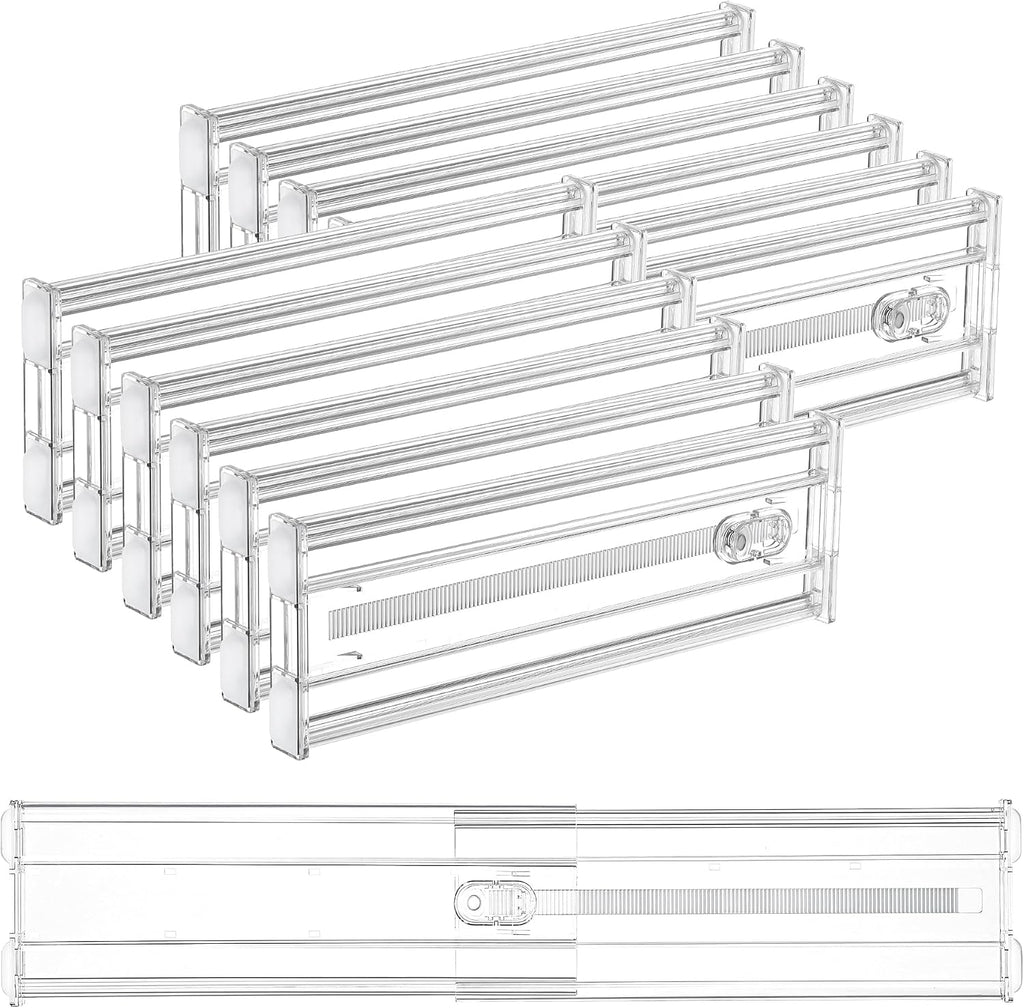 6" Tall Upgrade Drawer Dividers, 12.8"-22.3" Expandable, 8 Pack | Deep Drawer Organizer, Big Drawer Separator, Clear plastic Adjustable Storage Divider for Dresser, Baby Supplies, Kitchenware - view 5