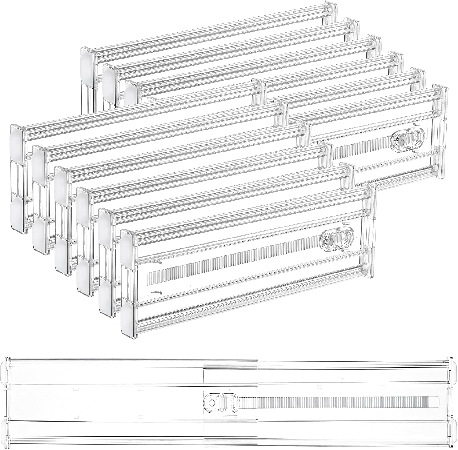 6" Tall Upgrade Drawer Dividers, 12.8"-22.3" Expandable, 8 Pack | Deep Drawer Organizer, Big Drawer Separator, Clear plastic Adjustable Storage Divider for Dresser, Baby Supplies, Kitchenware - view 5