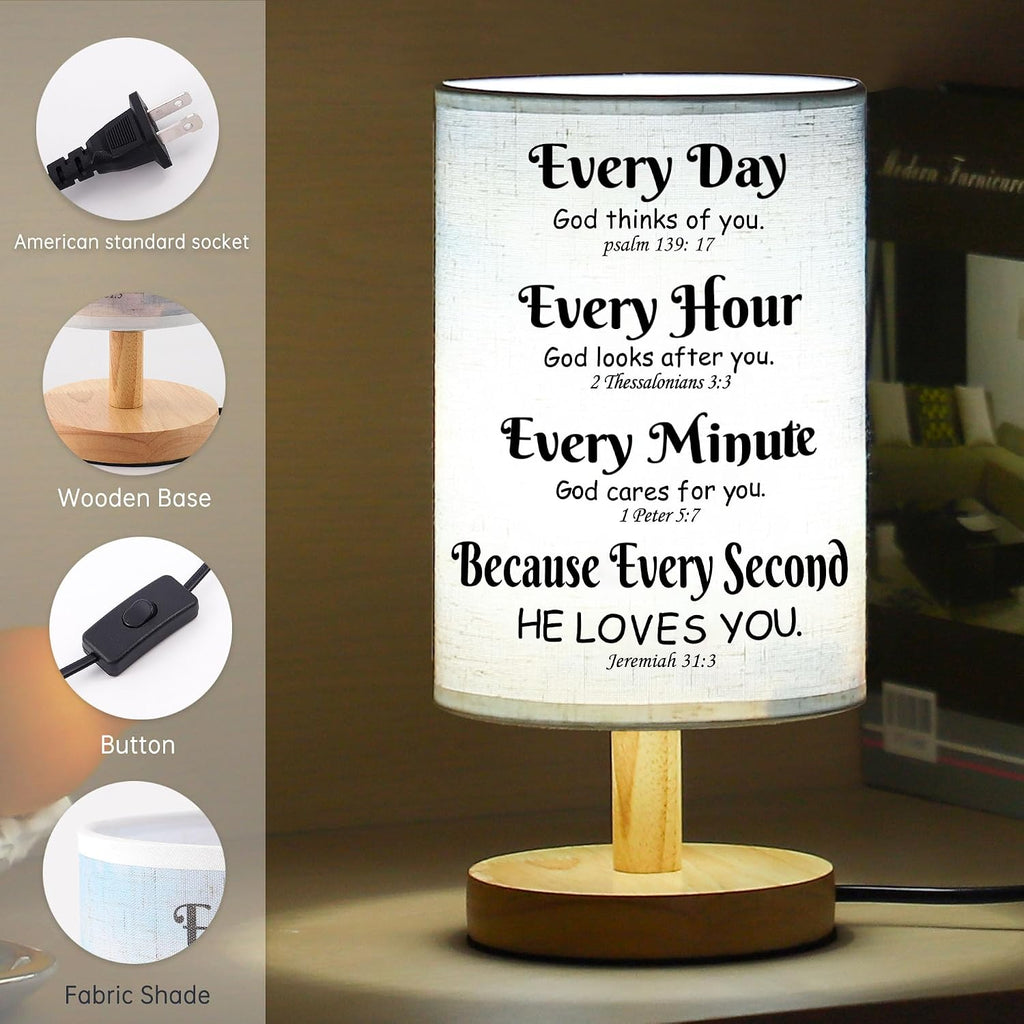 Bible Verse Table Lamp with Inspirational Thoughts and Valentines Day Christian Religious Baptism Gifts for Women Wife Mom Men Christmas Easter Gifts for Him Her - view 4