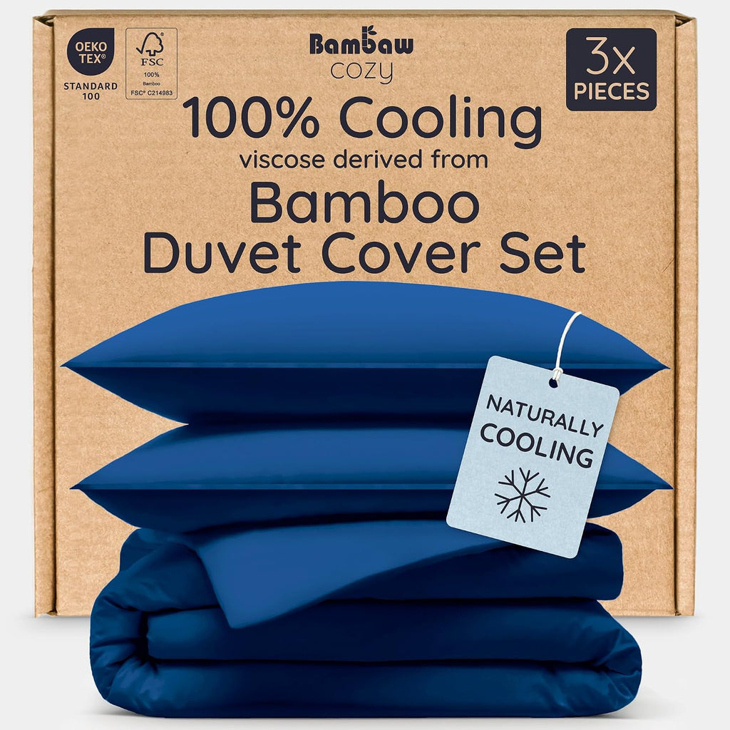100% Viscose Derived from Bamboo Duvet Cover King Size – 3 Piece Cooling Duvet Cover Set, Super Soft & Breathable, Luxury Bedding, No Comforter (Olive) - view 6