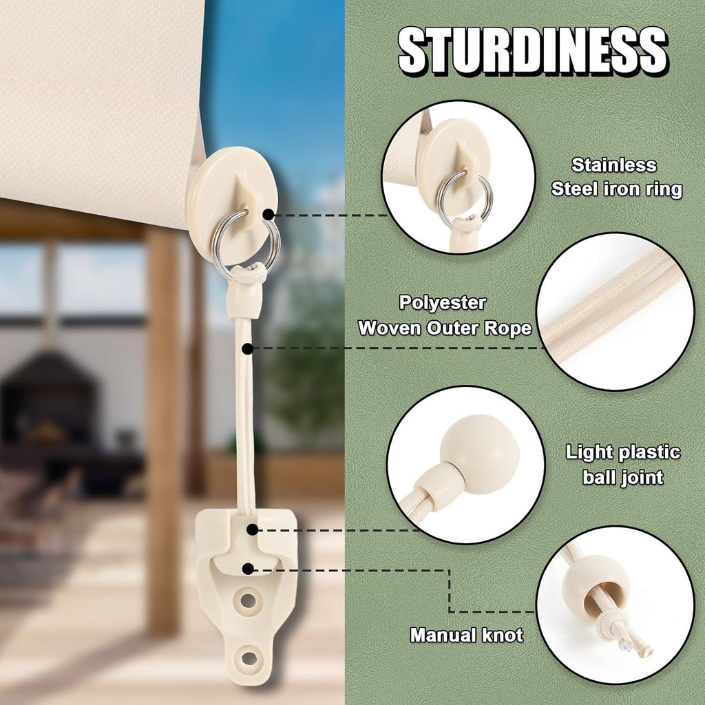 2 pack bungee kit end caps replacement parts | beige 2 pack bungee kit with end caps for outdoor roller shades. Replacement parts for indoor and outdoor use - view 2