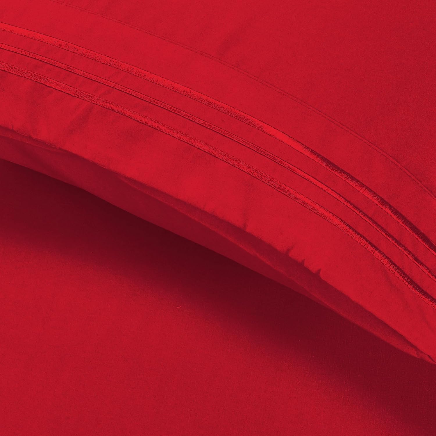 Luxury Ultra-Soft 2-Piece Pillowcase Set - 1500 Premium Hotel Quality Microfiber Double Brushed - Wrinkle Resistant, Standard/Queen, Red - view 4