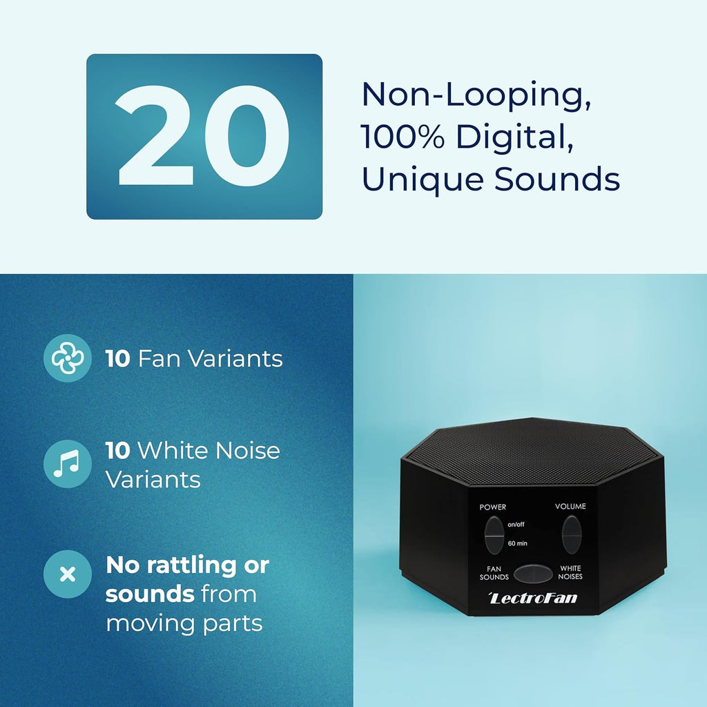 Soothing sound machine for sleep - built-in sleep timer - compact design - non-looping sounds - speech privacy - black - view 3