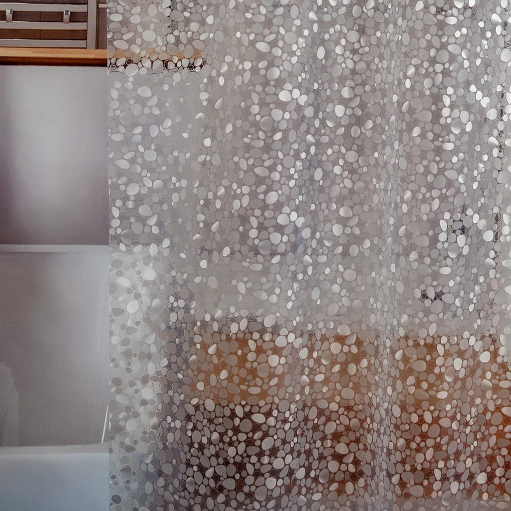 Waterproof shower curtain liner 8G EVA thick shower curtain with heavy duty 3 bottom magnets, shower liner for shower stall, bathtubs, 3D pebble pattern, 72 x 72, 12 hooks