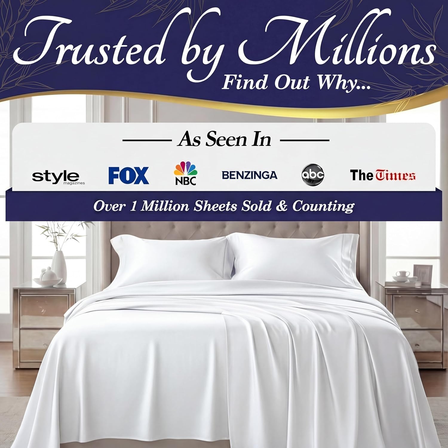100% Viscose Derived from Bamboo Sheets King Size - Luxury 4 Pc Naturally Cooling Sheets, Ultra Soft Bed Set - Deep 17" Pockets, Durable Double Stitching, Oeko Tex Standard (White) - view 4
