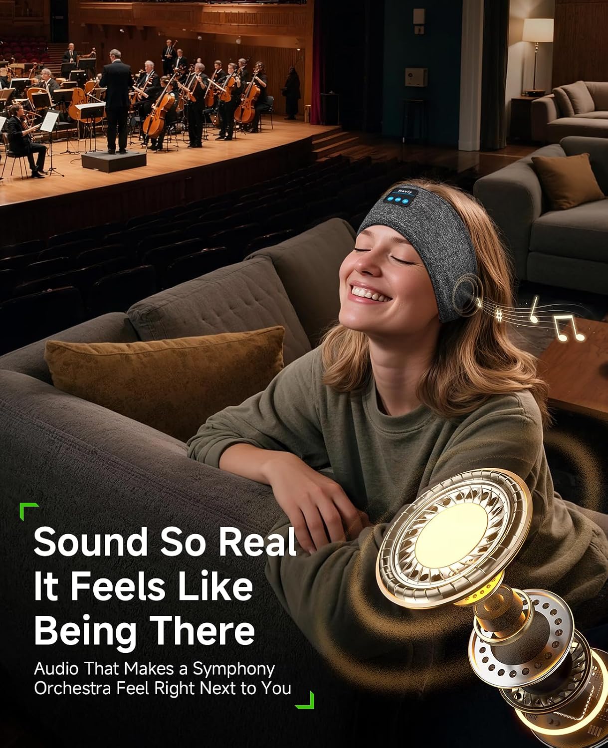 Bluetooth 5.4 Sleep Headphones - 3-in-1 Wireless Music Sleep Mask with Ultra-Thin Speakers for Side Sleeping Adults & Teens, Comfortable Headphones for Women and Men (Deep Grey) - view 4