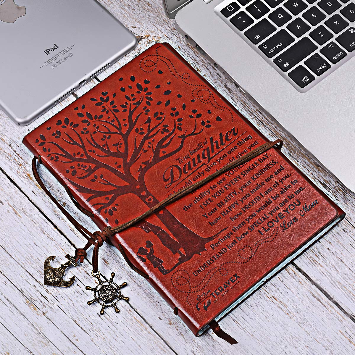 Mom to daughter gifts - writing journal, personal diary, lined journal, travel, 6x8.75 notebook, writers notebook, faux leather, refillable for teen girls women- best anniversary birthday gift - view 4