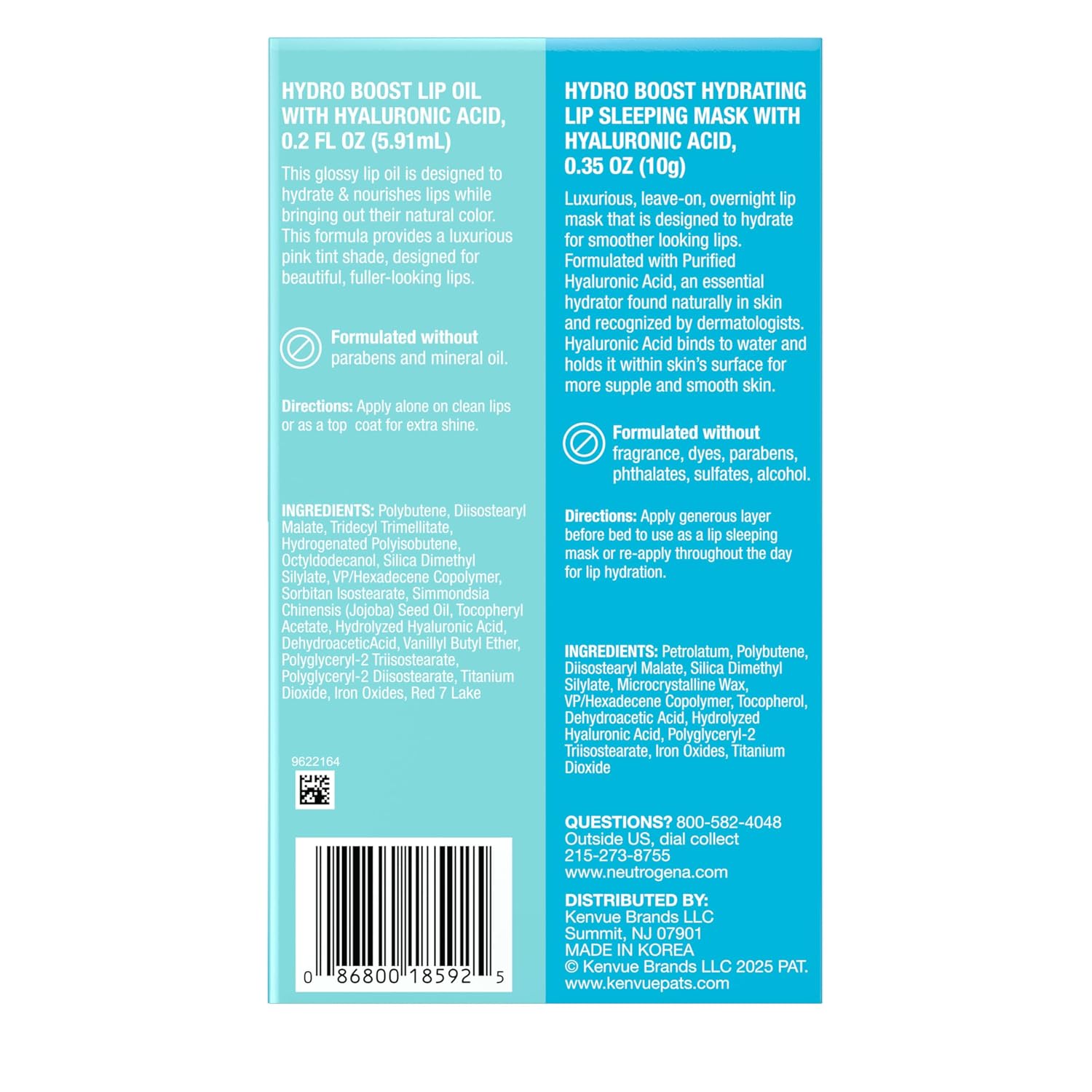 Neutrogena Hydro Boost Lip Hydration Kit, 2 items | Light Pink Tinted Lip Oil, Clear Overnight Lip Sleeping Mask, Hyaluronic Acid, Nourish & Hydrate Day & Night - view 6