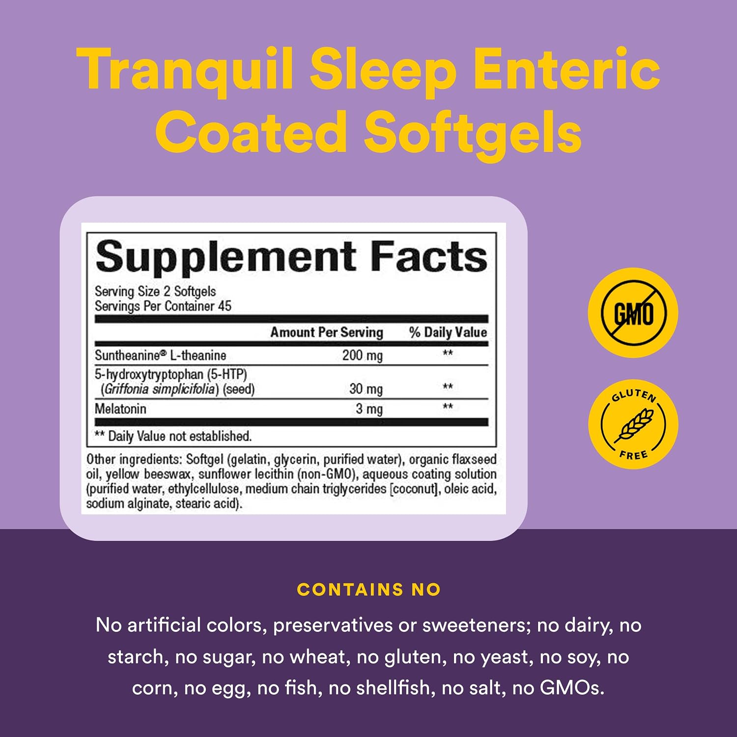 Stress-relax tranquil sleep by Natural Factors, sleep aid with Suntheanine L-theanine, 5-HTP, melatonin, 90 softgels - view 4