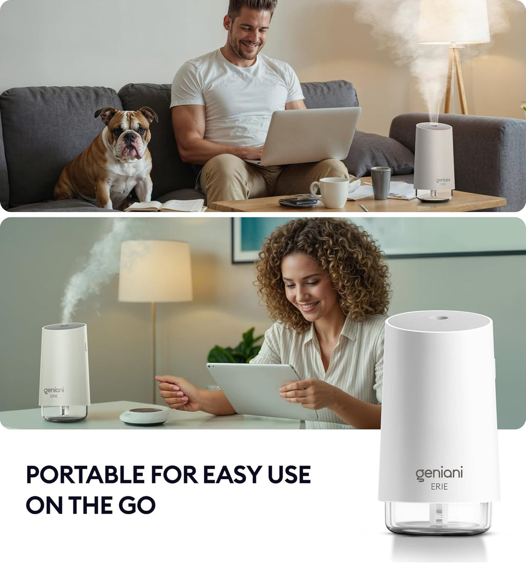 Portable cool mist humidifiers for bedroom & office - ultrasonic humidifier for home, baby, small room with auto shut off, 250ML easy to clean water tank - view 2
