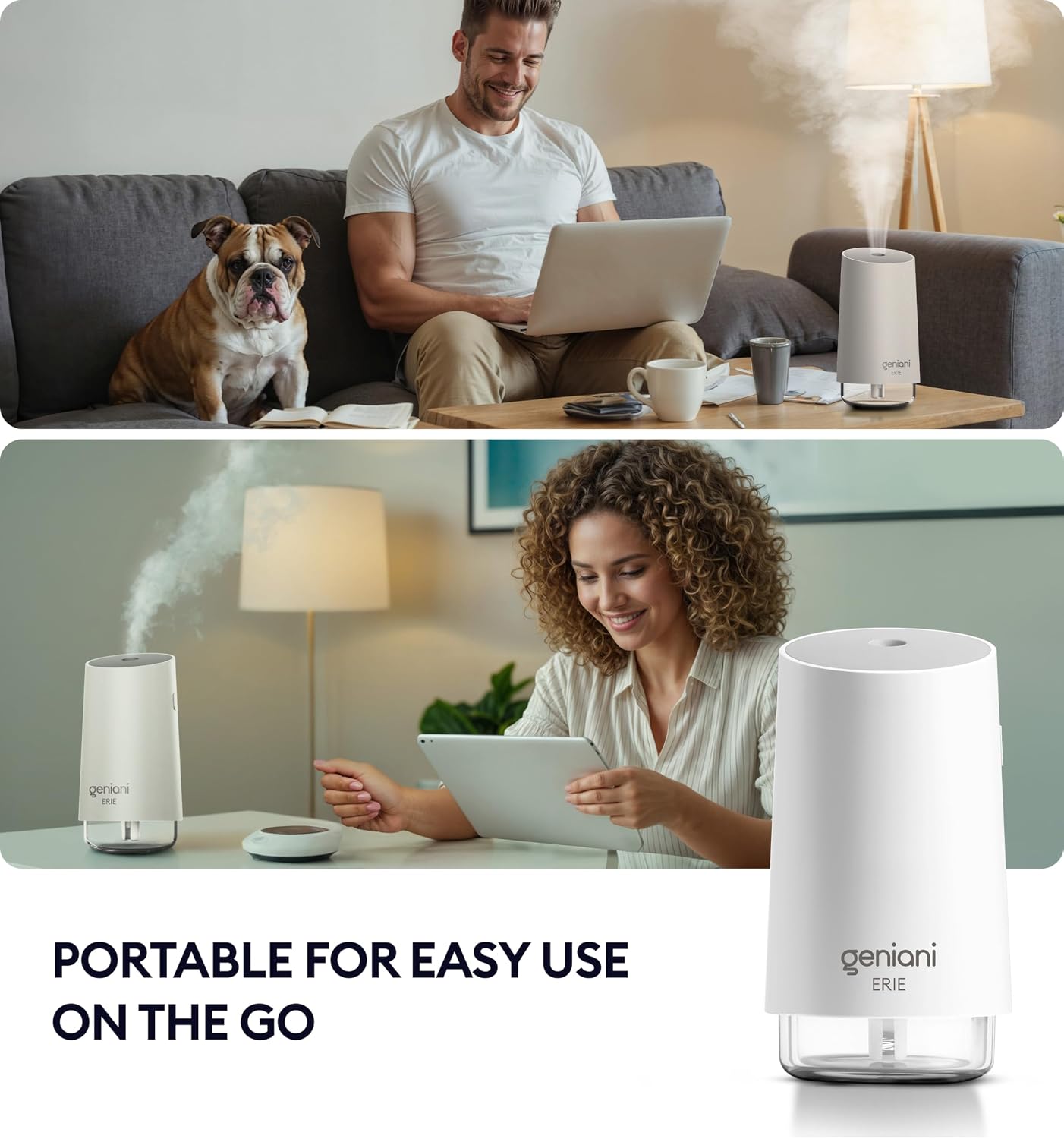 Portable cool mist humidifiers for bedroom & office - ultrasonic humidifier for home, baby, small room with auto shut off, 250ML easy to clean water tank - view 2