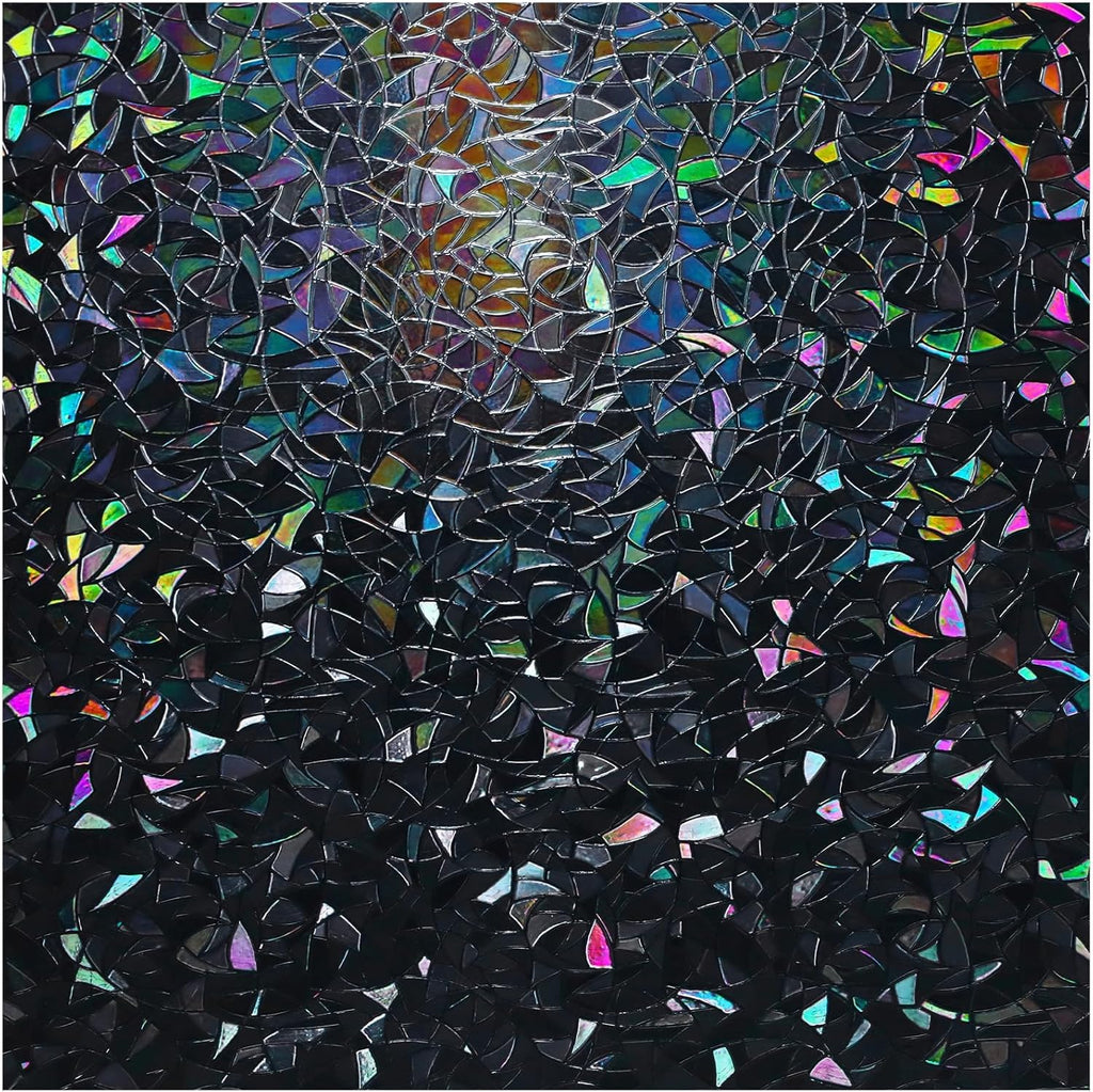 Rainbow window privacy film, stained cling, black, 23.6" x 157.4" | decorative static sticker, non-adhesive reusable window tint, heat control UV blocking coverings for home doors, living room