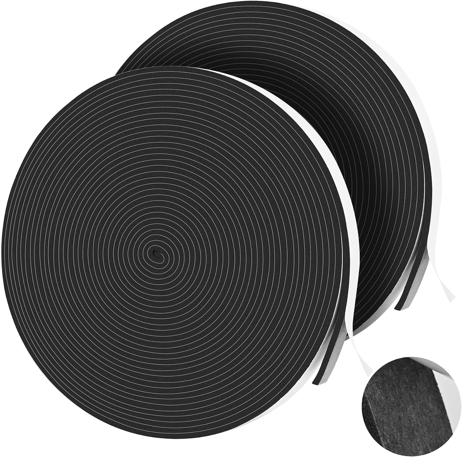 66Ft Foam Tapes Self Adhesive Foam Seal Strips 1/2In x 1/8In x 33.1Ft Each Roll Weatherstrips High Resilience Weather Stripping Door Seals for Door Soundproofing, Window Insulation (2R, White) - view 2
