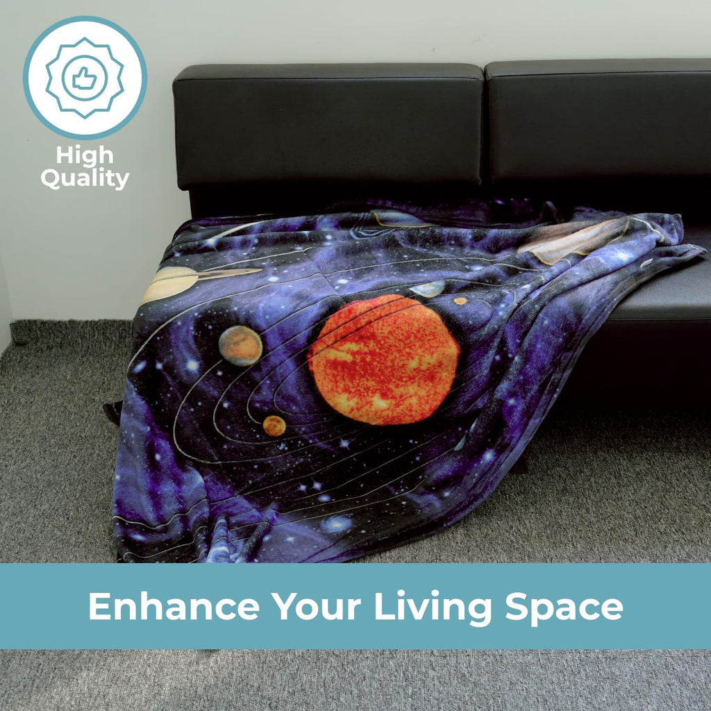 Fleece throw blanket - 50x60-inch plush space blanket with solar system design for kids and adults - soft and cozy for bed, couch, or travel - view 7