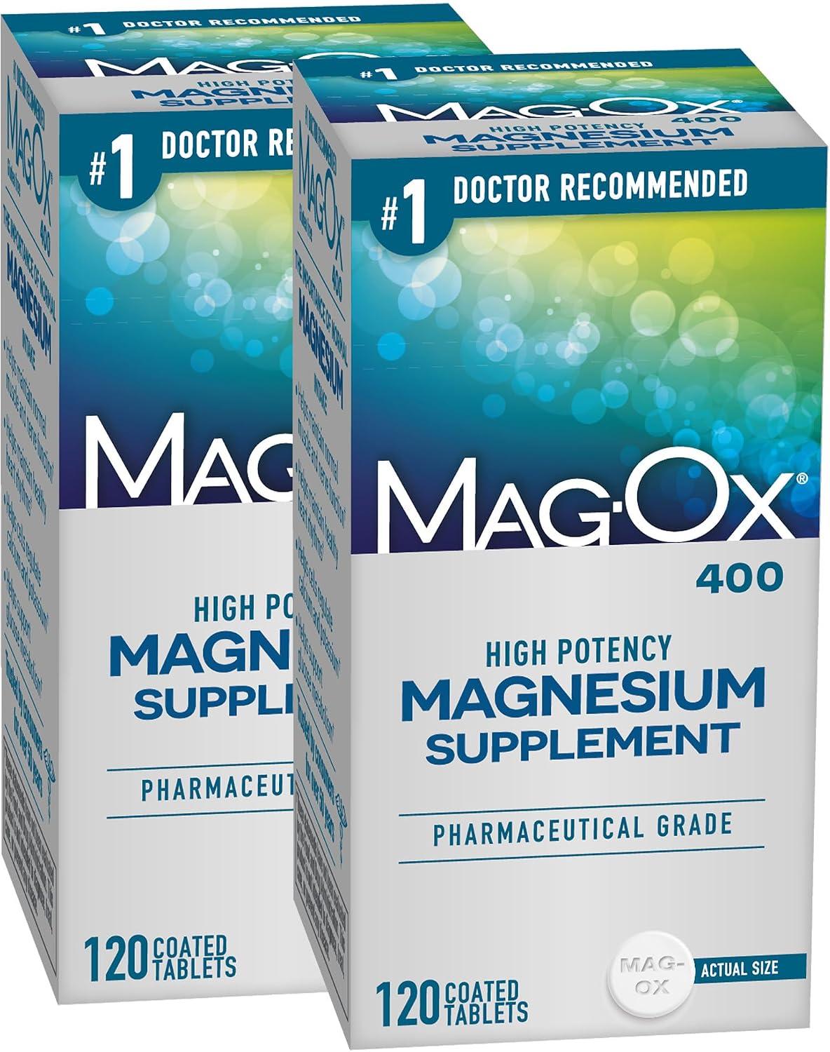 High potency magnesium supplement, tablets, 120 count, pack of 2, pharmaceutical grade magnesium oxide, 482 mg per dose