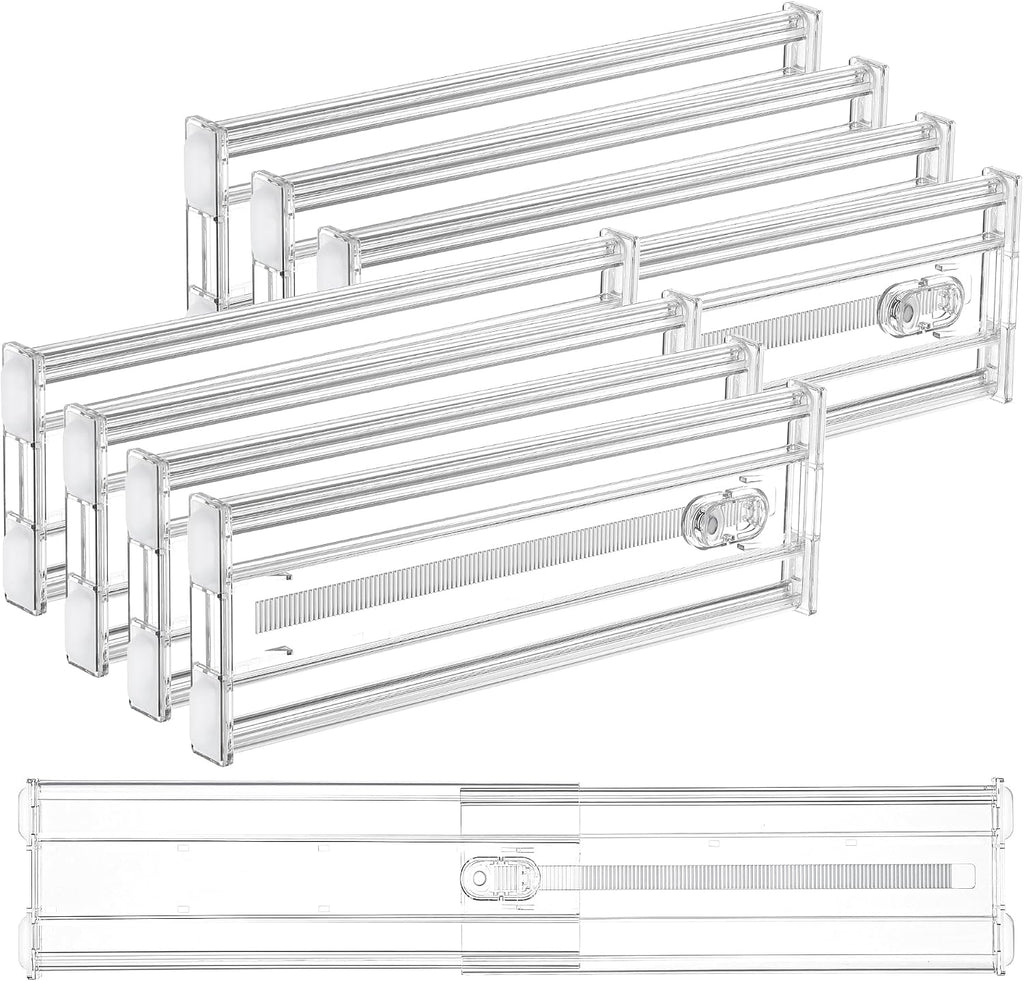6" Tall Upgrade Drawer Dividers, 12.8"-22.3" Expandable, 8 Pack | Deep Drawer Organizer, Big Drawer Separator, Clear plastic Adjustable Storage Divider for Dresser, Baby Supplies, Kitchenware - view 6