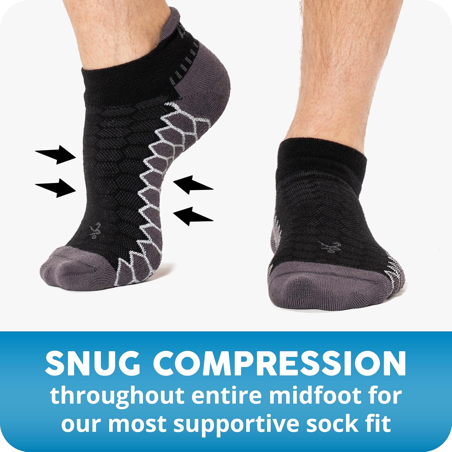 Silver Compression Fit Performance No Show Athletic Running Socks for Men and Women (1 Pair) - view 8