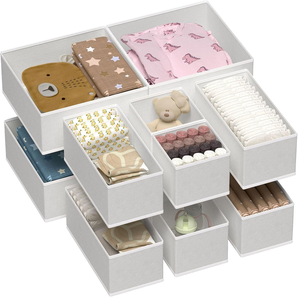 12 Pack Baby Clothes Organizer, Dresser Drawer Organizer for Baby Clothing, Foldable Fabric Closet Drawer Storage Bins, Dresser Dividers for Bra, Socks, Ties, Scarf | Nursery Drawer Storage, Baby Clothing Organization, Foldable Fabric Bins, Dresser Closet