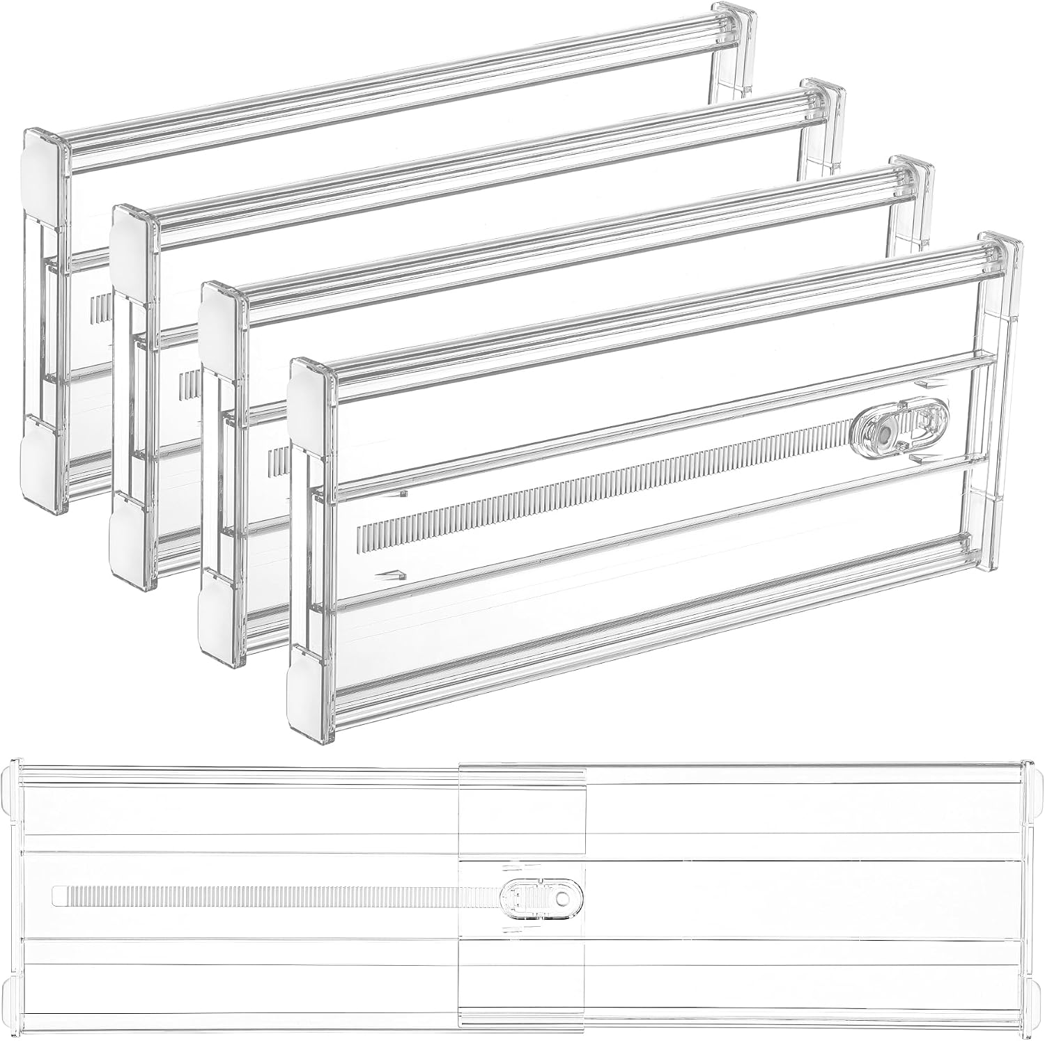 6" Tall Upgrade Drawer Dividers, 12.8"-22.3" Expandable, 8 Pack | Deep Drawer Organizer, Big Drawer Separator, Clear plastic Adjustable Storage Divider for Dresser, Baby Supplies, Kitchenware - view 3