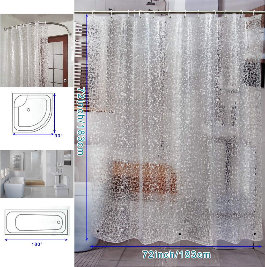 Waterproof shower curtain liner 8G EVA thick shower curtain with heavy duty 3 bottom magnets, shower liner for shower stall, bathtubs, 3D pebble pattern, 72 x 72, 12 hooks - view 7