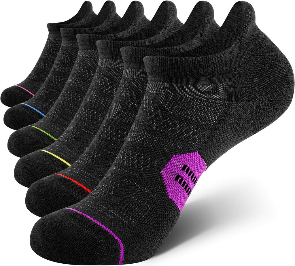 6 Pack Women's Ankle Running Socks Cushioned Low Cut Tab Athletic Socks