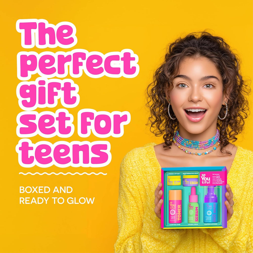 Skin Care Gift Set for Teens, Moisturizer Lotion Lip Mask, Toner | BFF Regimen 5-Piece Kit for Sleepovers & Kids Skincare, Face Wash, Serum, Vegan, Cruelty-Free, Great for Daily Skin Care - view 2