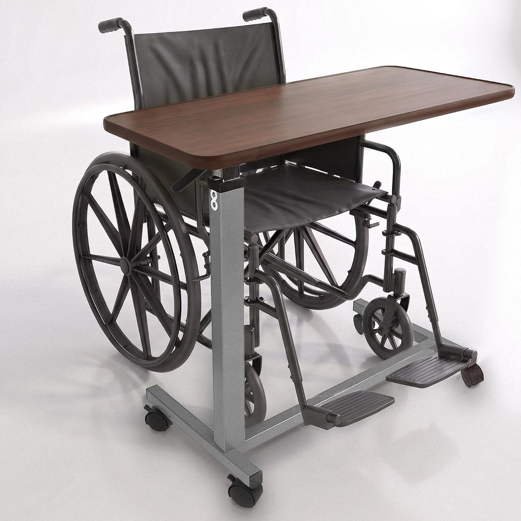 Medical Cart Adjustable Overbed Table with Wheels – Rolling Bedside Table for Hospital, Portable Standing Cart & Laptop Desk for Bed, Couch, Wheelchair - view 5