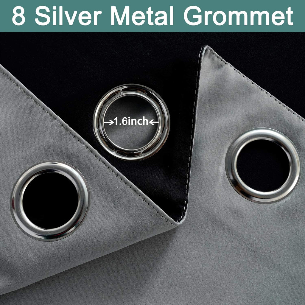 Grey 100% Blackout Curtain Panels 84 inches, 52" Wide, 2 Panels | Blackout Curtain Panels for Bedroom, 2 Thick Layers Grommet Top Thermal Insulated Drapes with Black Liner for Living Room - view 6