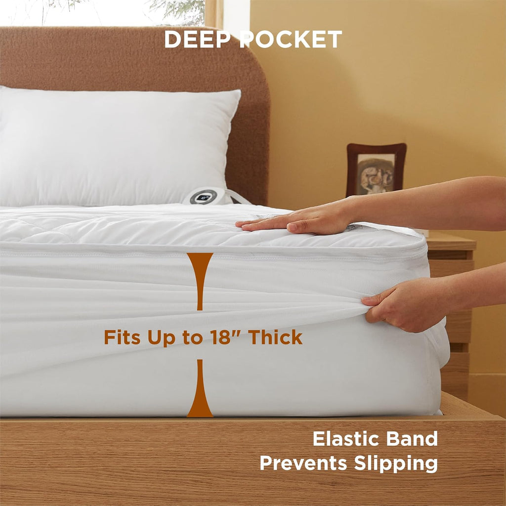 Bedsure Removable Heated Mattress Pad Twin, Electric Bed Warmer | Fast Heating, 74 Safety Tests, ETL&FCC Certified, 1-12 H Auto Off, 10 Heat Settings, 18" Deep Pocket, Single Control, 39"x75" - view 7