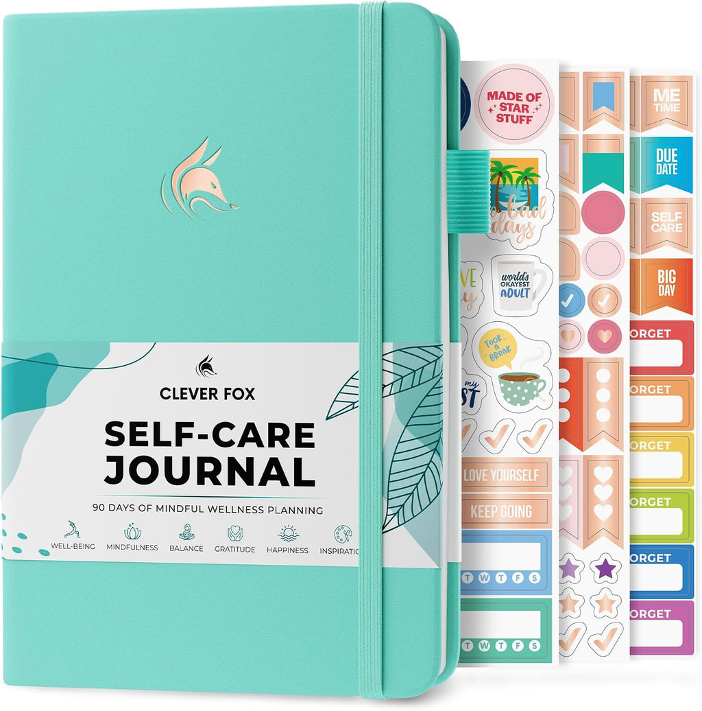 Self-care journal for women, daily planner 5.8x8.3 turquoise | 3-month mental health journal, habit tracker, wellness journaling supplies for women & teen girls, gratitude & mood log