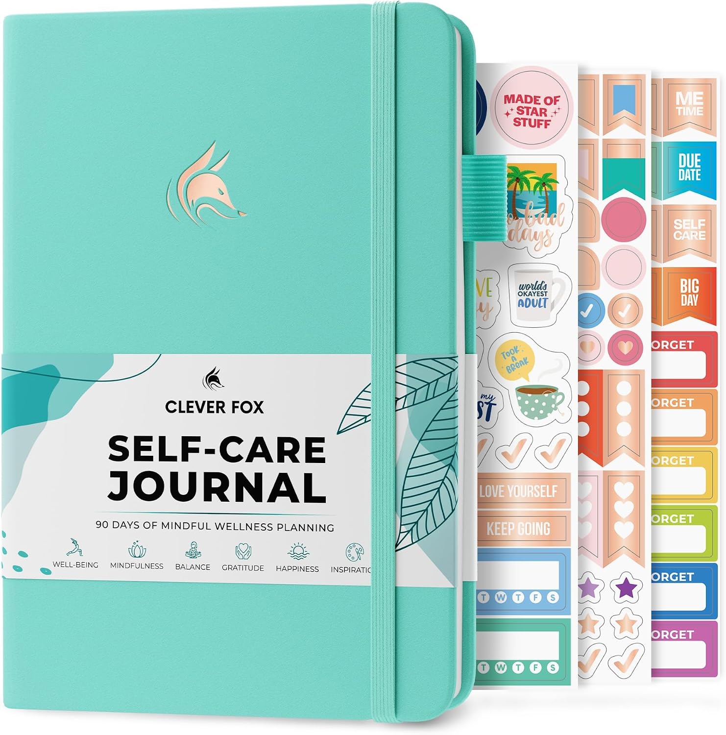 Self-care journal for women, daily planner 5.8x8.3 turquoise | 3-month mental health journal, habit tracker, wellness journaling supplies for women & teen girls, gratitude & mood log