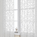 Sheer white curtains 84 inches long for bedroom living room 2 panels set, white curtains jacquard clip light filtering semi sheer curtain rod pocket window drapes, 2 pcs each 40 W 84 L