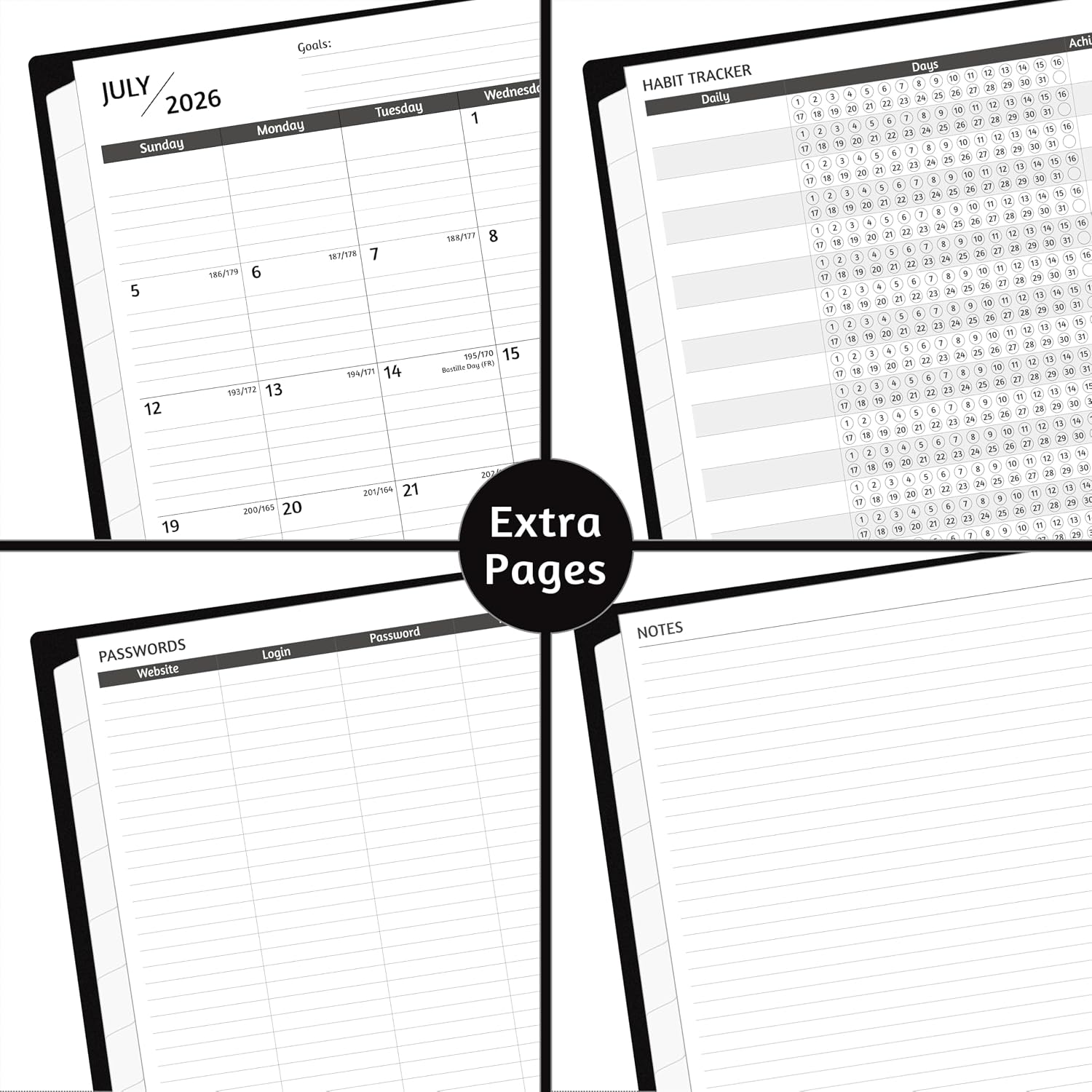 Monthly Planner 2026-2029, 36 Months Calendar Planner 2026-2029 from Jul 2026 – Jun 2029, 8.5'' x 11'' with Ruled Spread, Flexible Cover, Spiral Wirebound, Pocket, Coated Tabs, Notes ＆ Habit Tracker - view 6