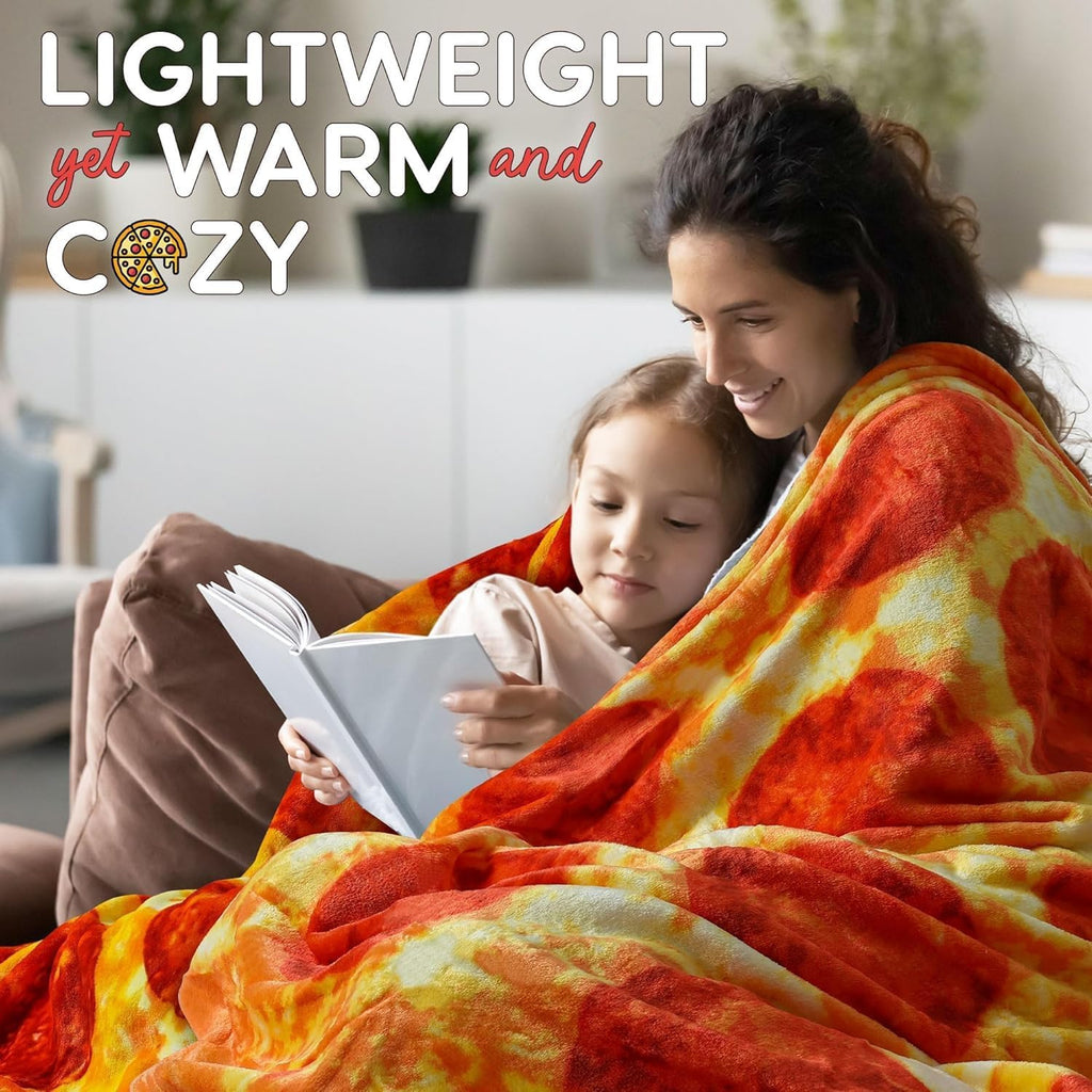 Pepperoni pizza blanket - novelty throw adult and kids - premium soft flannel round pepperoni cover for indoors, outdoors, travel, home 285 GSM - 71 inches - view 5