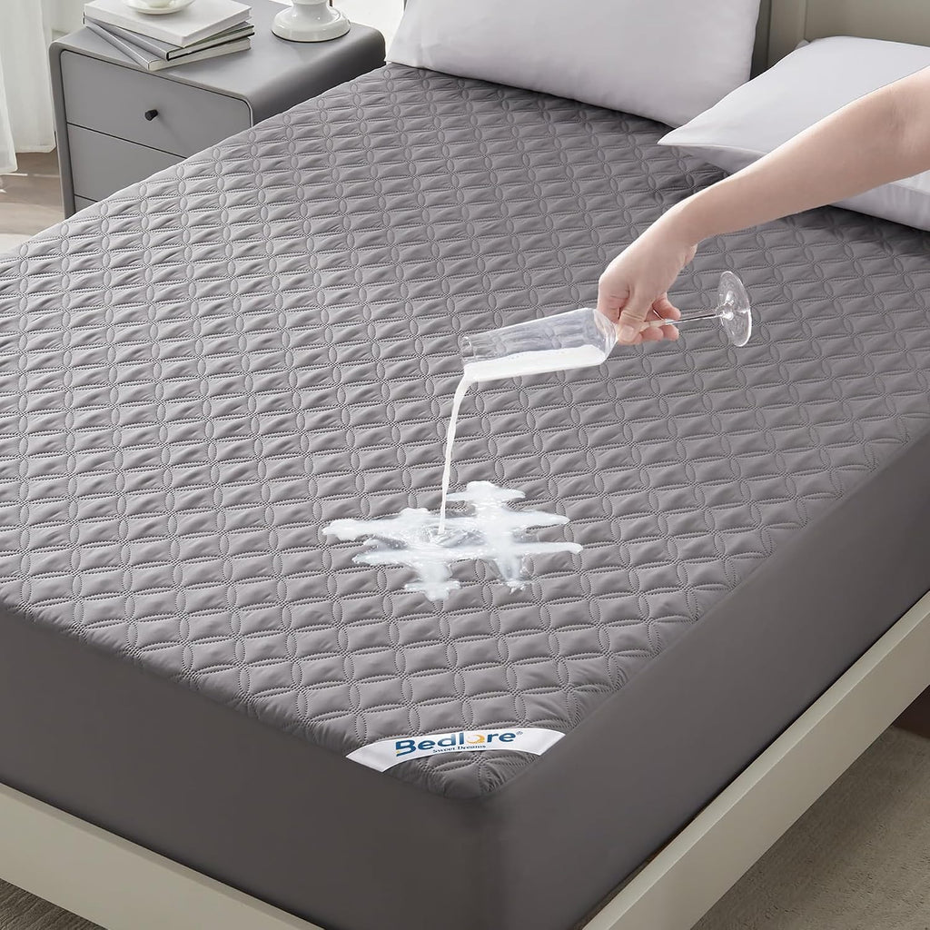 Waterproof Queen Size Mattress Protector, Deep Pocket Fit, Washable | Soft Noiseless Breathable Bed Mattress Cover Pad, Fits 6-18 Inch Deep Mattresses, Ideal for Home, Bedroom, Hotel, Gray