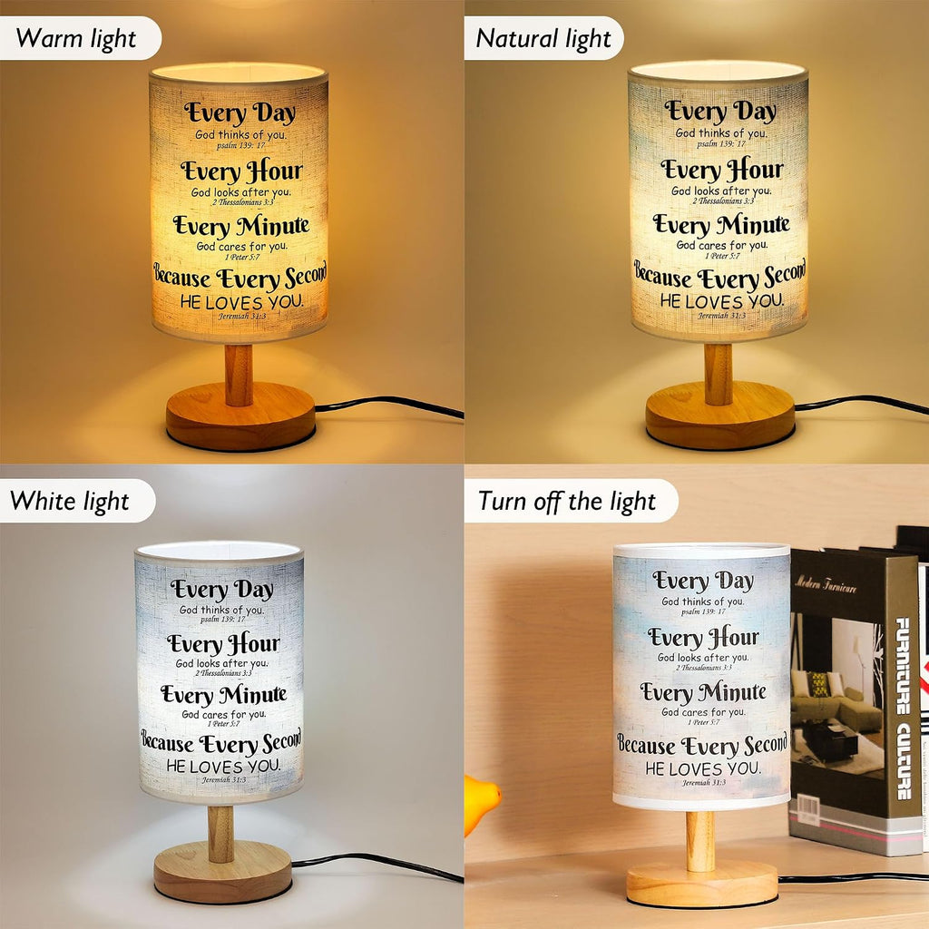 Bible Verse Table Lamp with Inspirational Thoughts and Valentines Day Christian Religious Baptism Gifts for Women Wife Mom Men Christmas Easter Gifts for Him Her - view 3