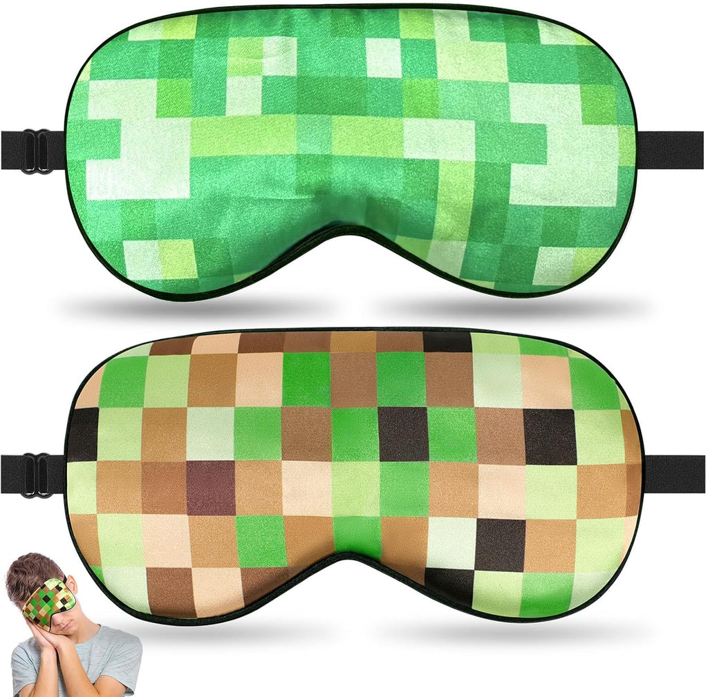 2 pcs sleep mask for kids boys, silk eye covers for sleeping, adjustable strap & light blocking design, adult children's bedtime blindfold for travel and home use, my world
