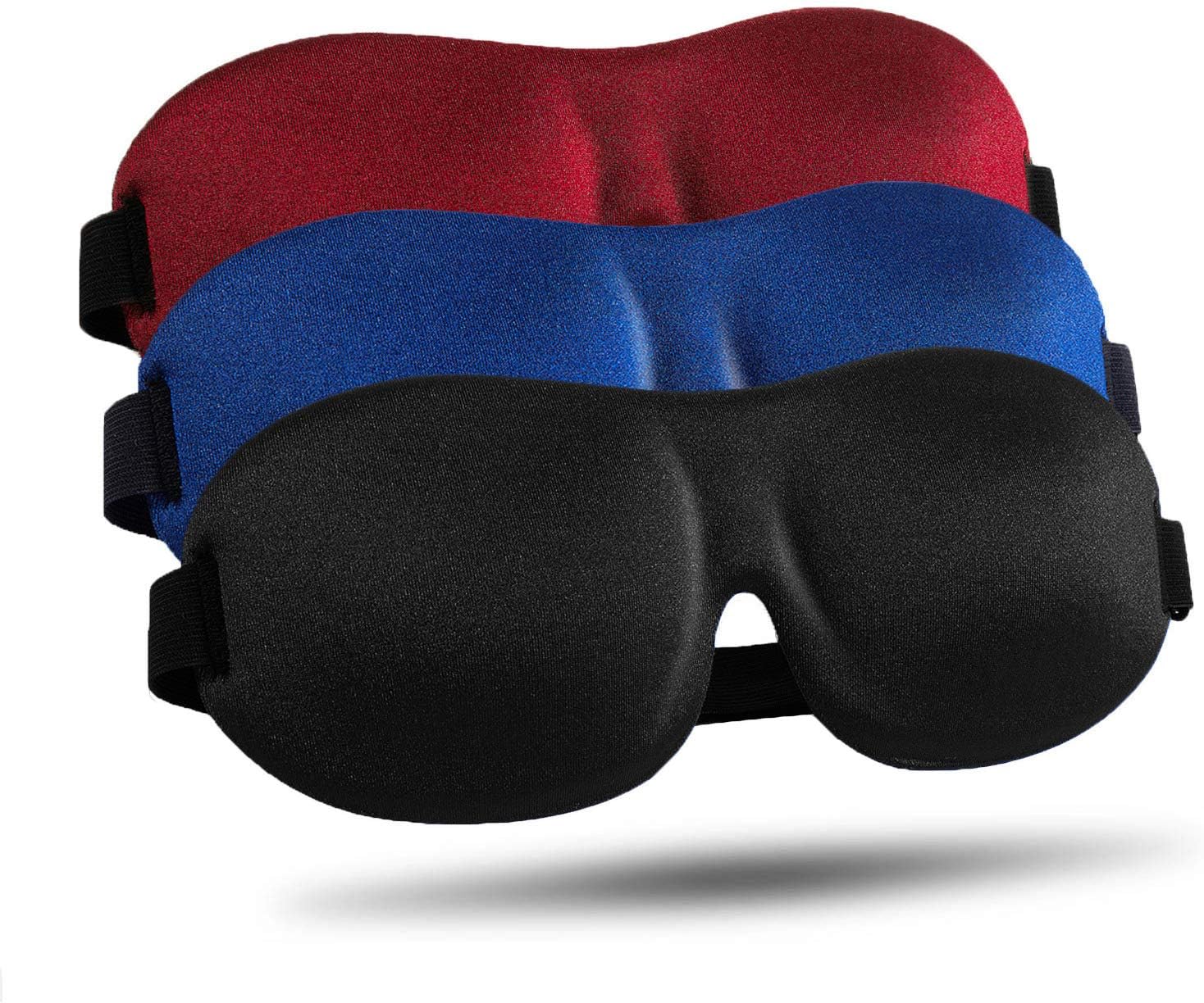 Sleep mask for side sleeper 3 pack, blackout 3D eye mask | zero eye pressure, super lightweight, adjustable, breathable, for men women side/back/stomach sleeping, travel & meditation