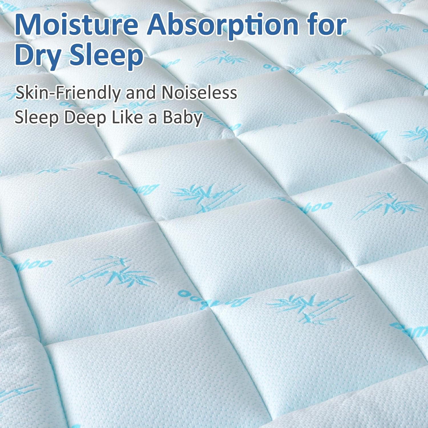 Mattress Topper Queen Size - Cooling Extra Thick Breathable Viscose Made from Bamboo Mattress pad - Soft Quilted Fitted Mattress Cover with 900 GSM Down Alternative Fill (8-21”Deep Pocket) - view 4