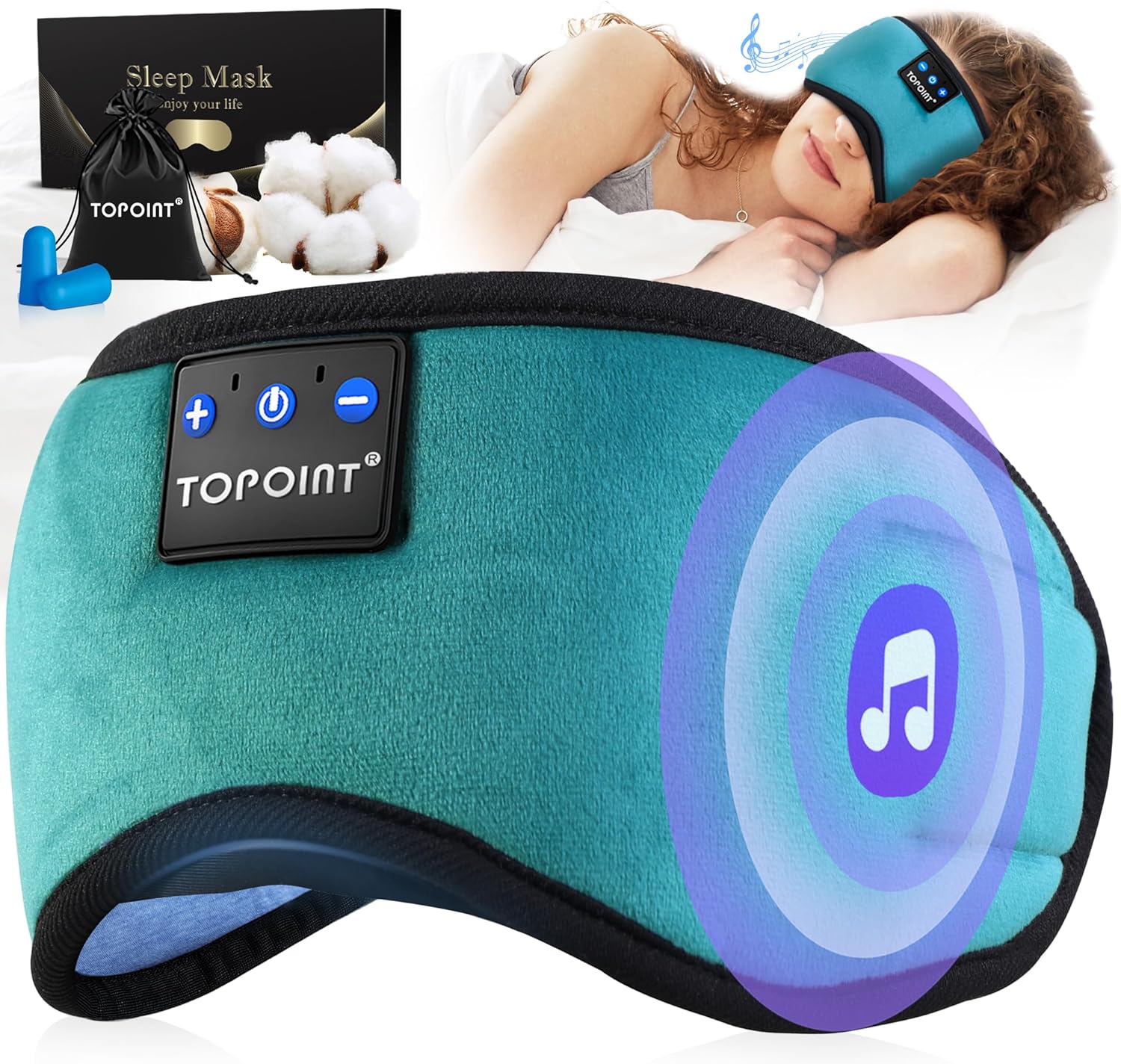 Sleep Mask Headphones Bluetooth Wireless 5.4, Breathable Cotton Eye Mask for Sleeping Side Sleepers Travel Music Headsets with Microphone Handsfree Men Women - view 5