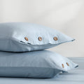 100% Washed Cotton Pillowcases, Standard, Button Closure | OEKO-TEX Certified, Pre-Shrunk, Natural Wrinkles, Linen-Look Texture for Everyday Bedding, Set of 2, 20 x 26 in