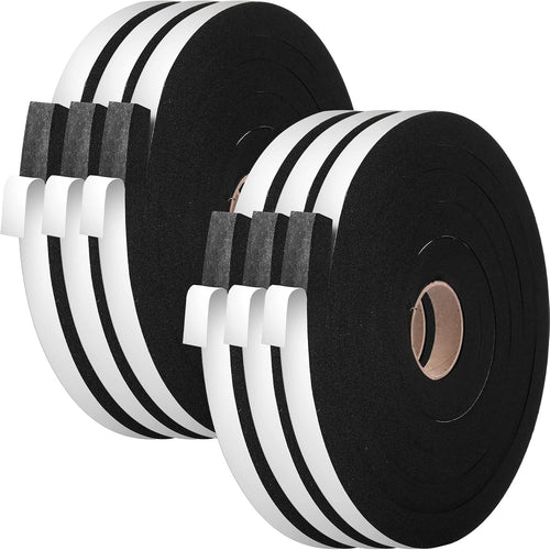 39ft Adhesive Foam Weather Stripping, 1/2 Inch W x 1/2 Inch T, Air Conditioner Window Seal Insulation Foam Tape High Resilience for Doors, Window, Automotive Sound Isolation Soundproofing