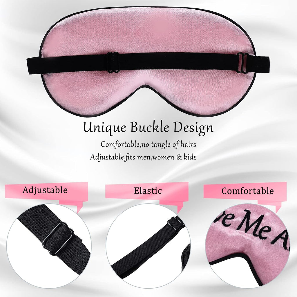4 Pieces Funny Sleep Mask Silk Eye Mask Soft Blackout Blindfold with Adjustable Strap Sleeping Eye Cover for Women Men Night Travel, Nap, Meditation(Purple, Yellow, Light Blue, Pink) - view 4