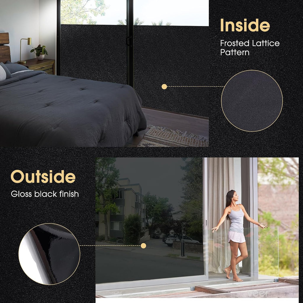 Blackout window privacy film, room darkening, 17.5" x 78.7" | 100% light blocking, no glue static cling removable, heat & UV blocking, renter friendly cover for daytime sleep bedroom - view 6