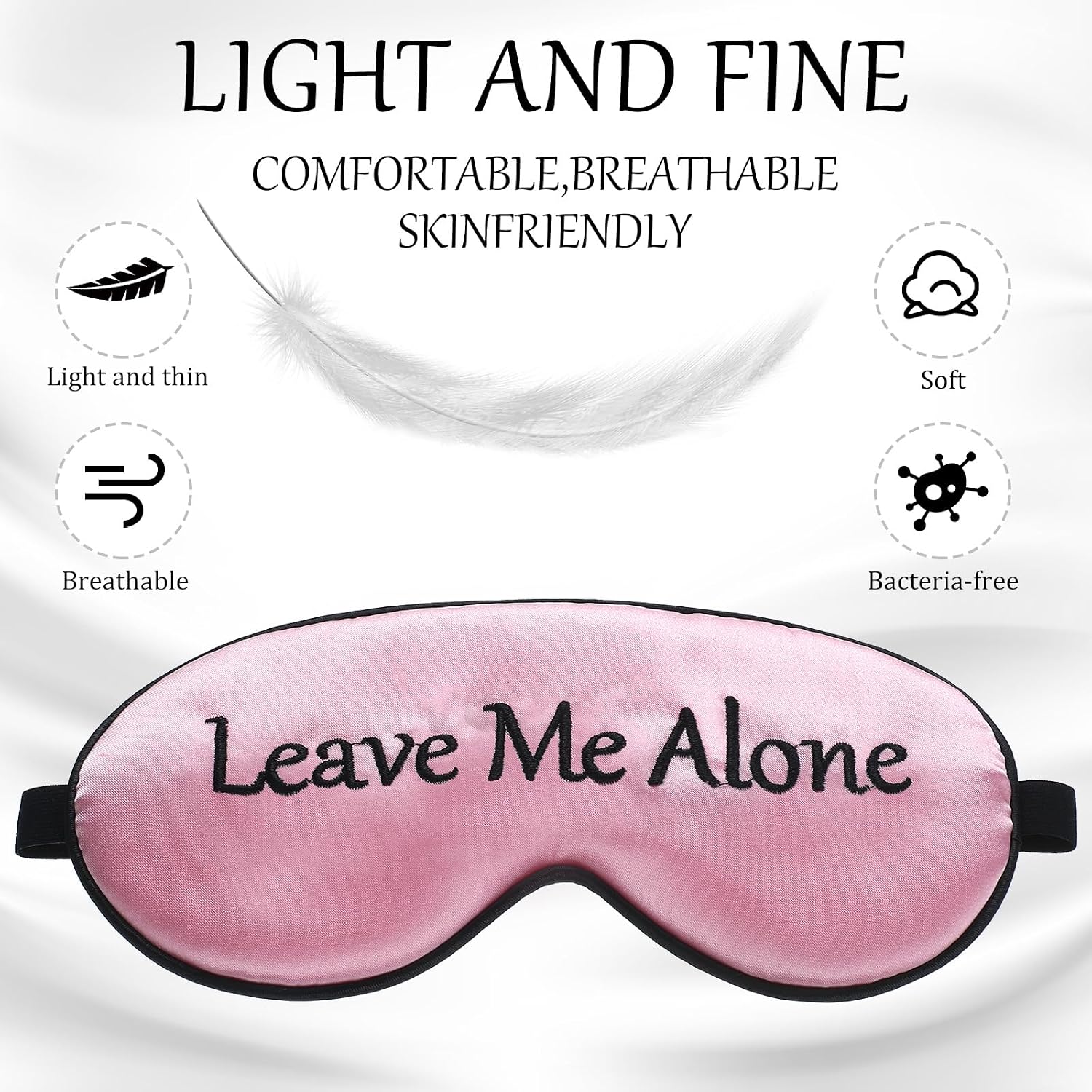 4 Pieces Funny Sleep Mask Silk Eye Mask Soft Blackout Blindfold with Adjustable Strap Sleeping Eye Cover for Women Men Night Travel, Nap, Meditation(Purple, Yellow, Light Blue, Pink) - view 2